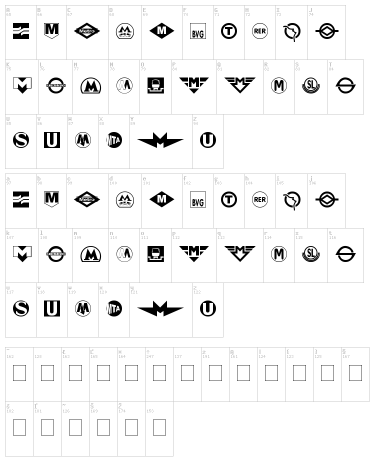 Subway Sign font map